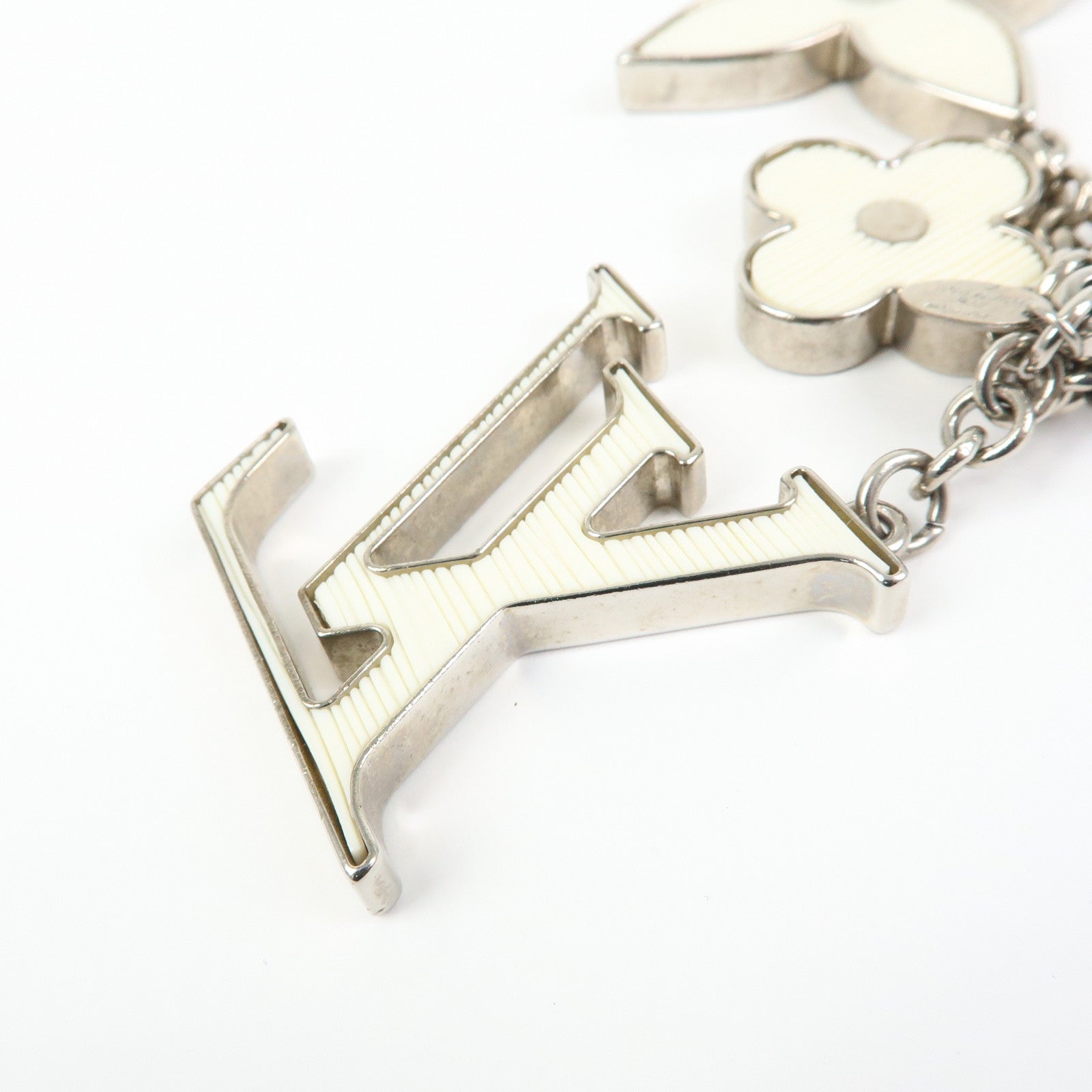 Louis Vuitton Bijoux Sac Fleur de Epi Bag Charm Silver White M65085
