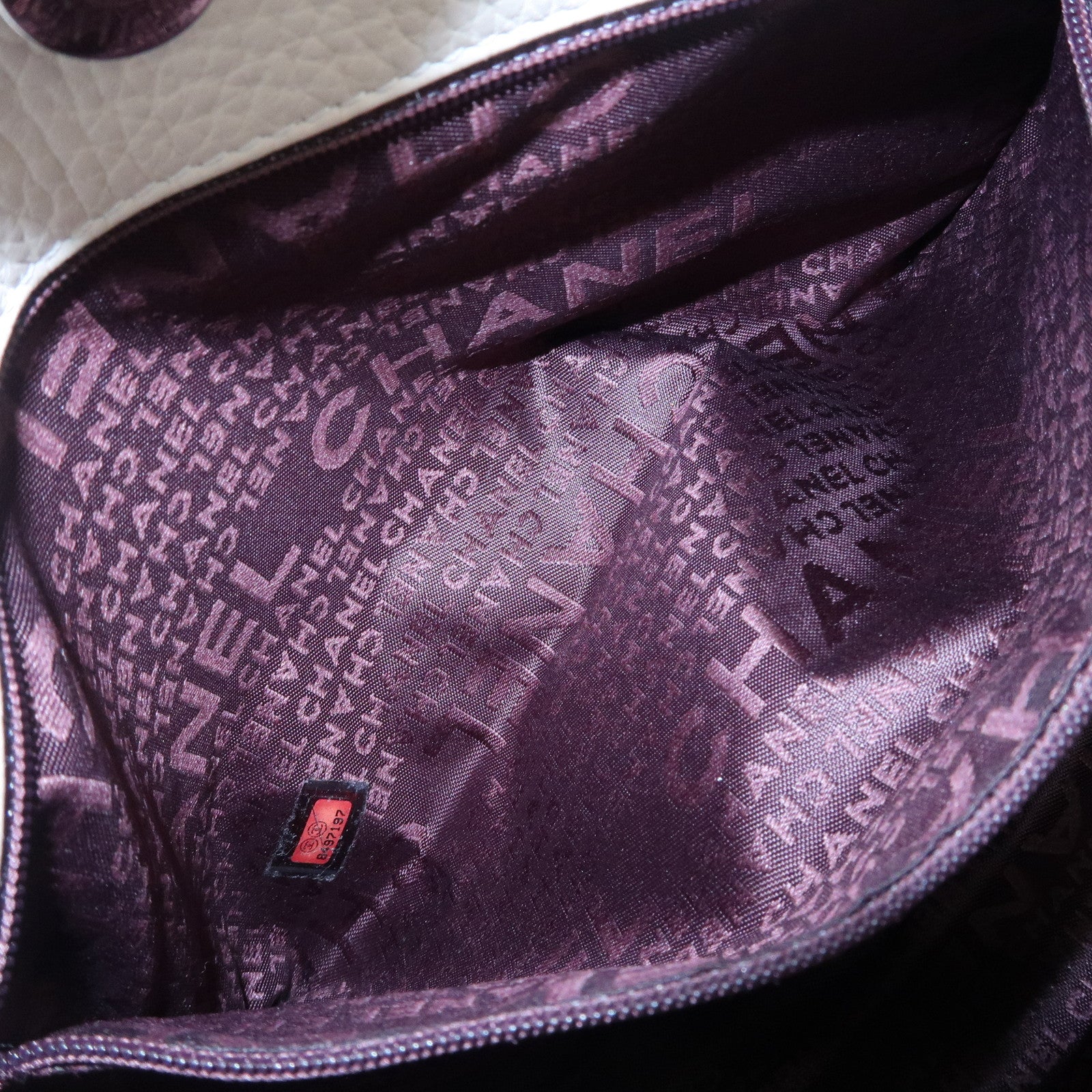 CHANEL Logo Calf Leather Fringe Tassel Shoulder Bag Hand Bag White A23055 Used