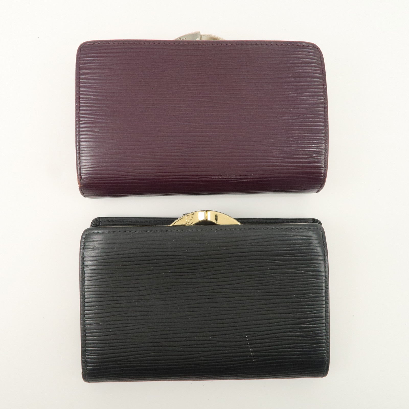 Louis Vuitton Epi Set of 2 Long Wallet Noir Cassis M63242 M6364K Used