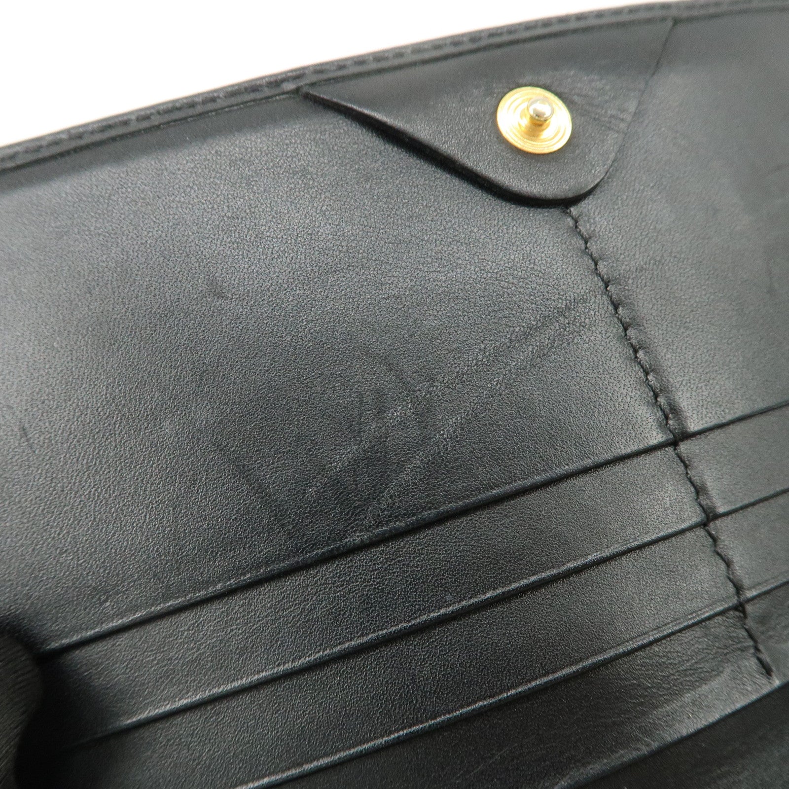 FENDI Zucchino Canvas Leather Bi-fold Long Wallet Black 8M0000 Used