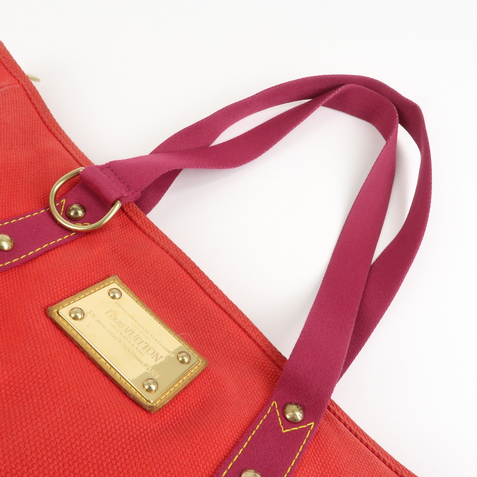 Louis Vuitton Antigua Cabas GM Canvas Shoulder Bag Rouge M40031 Used