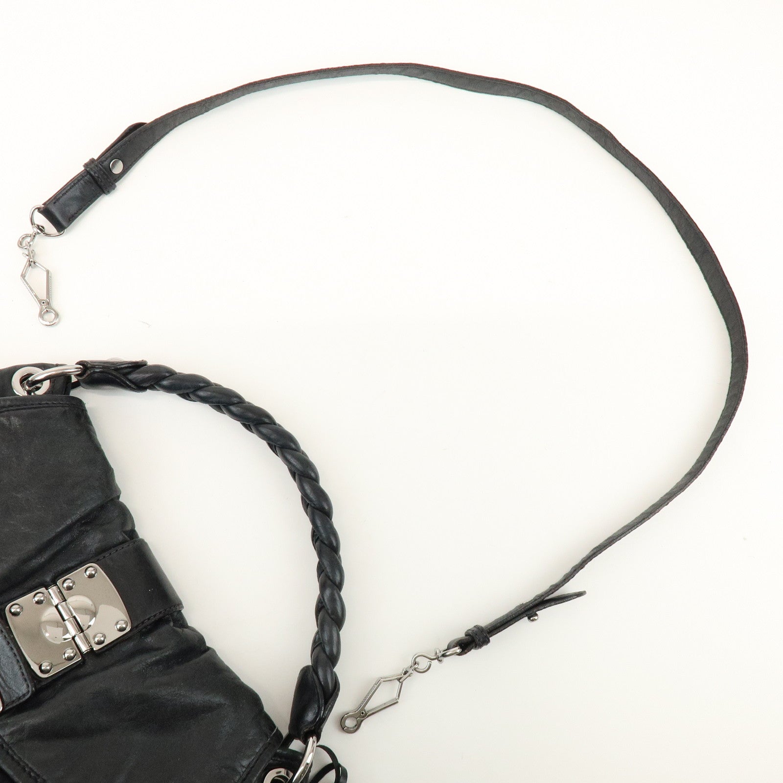 MIU MIU Matelasse Leather 2Way Bag Hand Bag Shoulder Bag Black