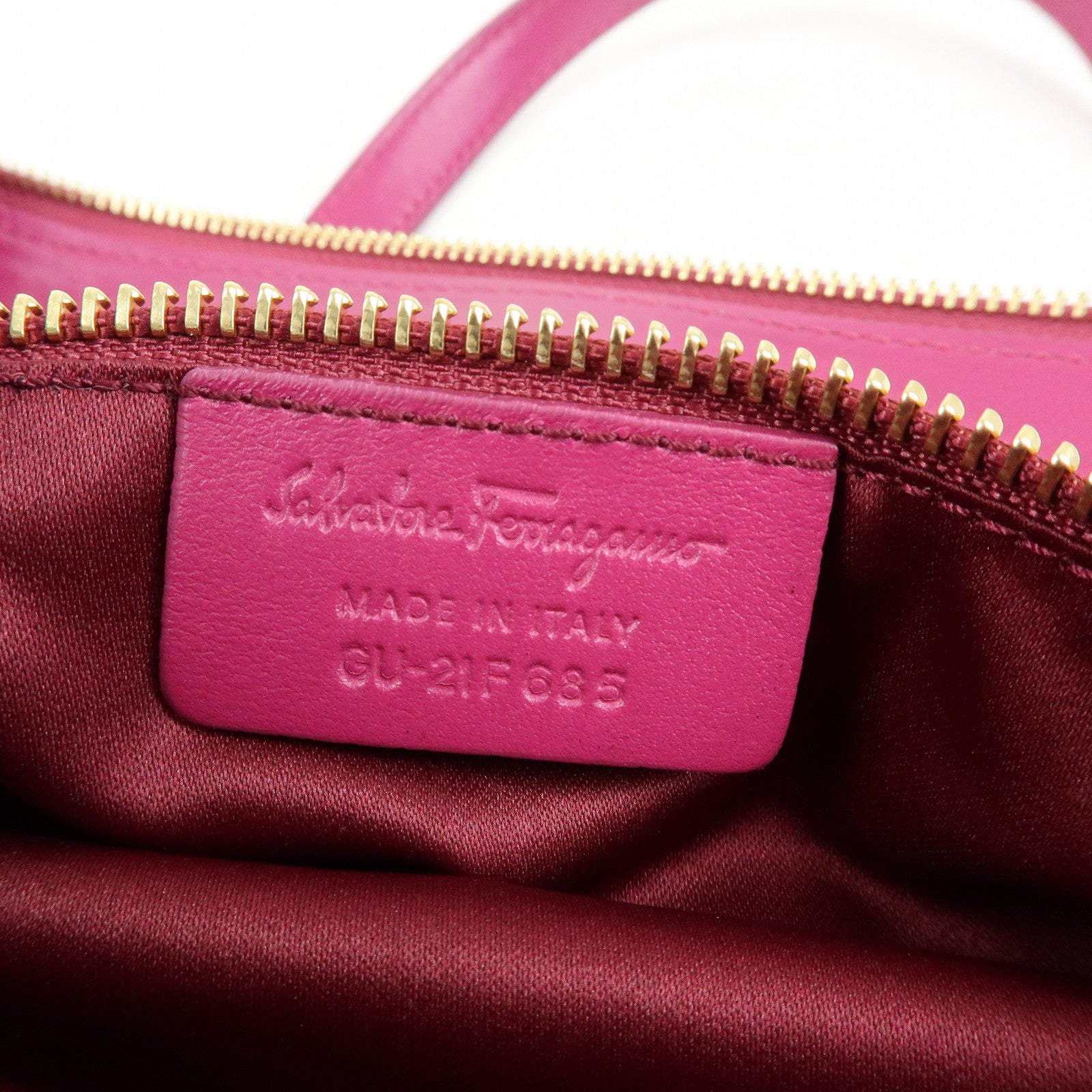 Ferragamo Gancini Nylon Leather 2Way Bag Hand Bag Shoulder Bag Pink