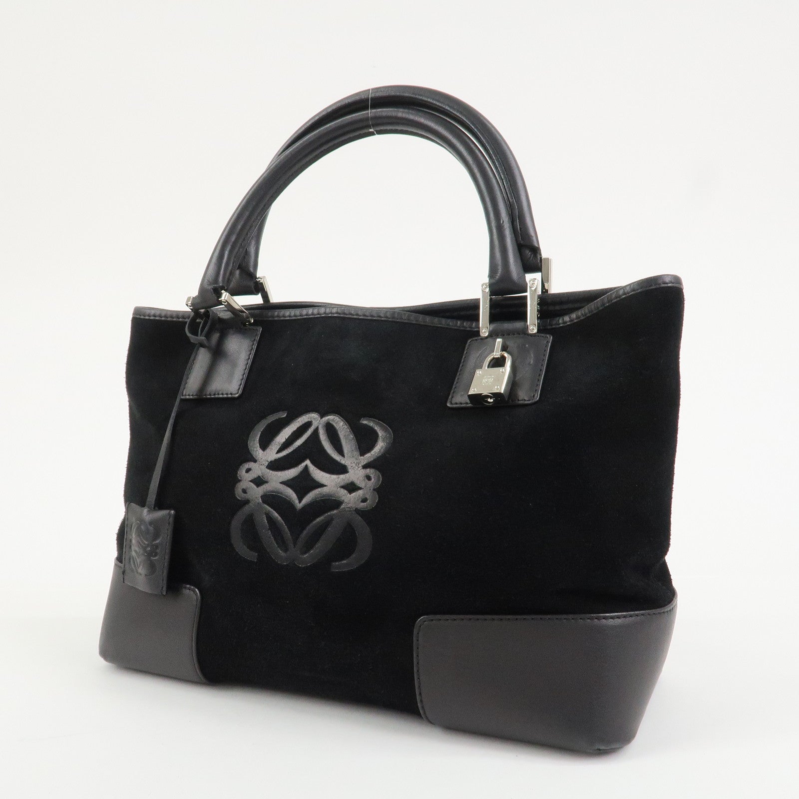 LOEWE Anagram Leather 2WAY Bag Shoulder Bag Hand Bag Black