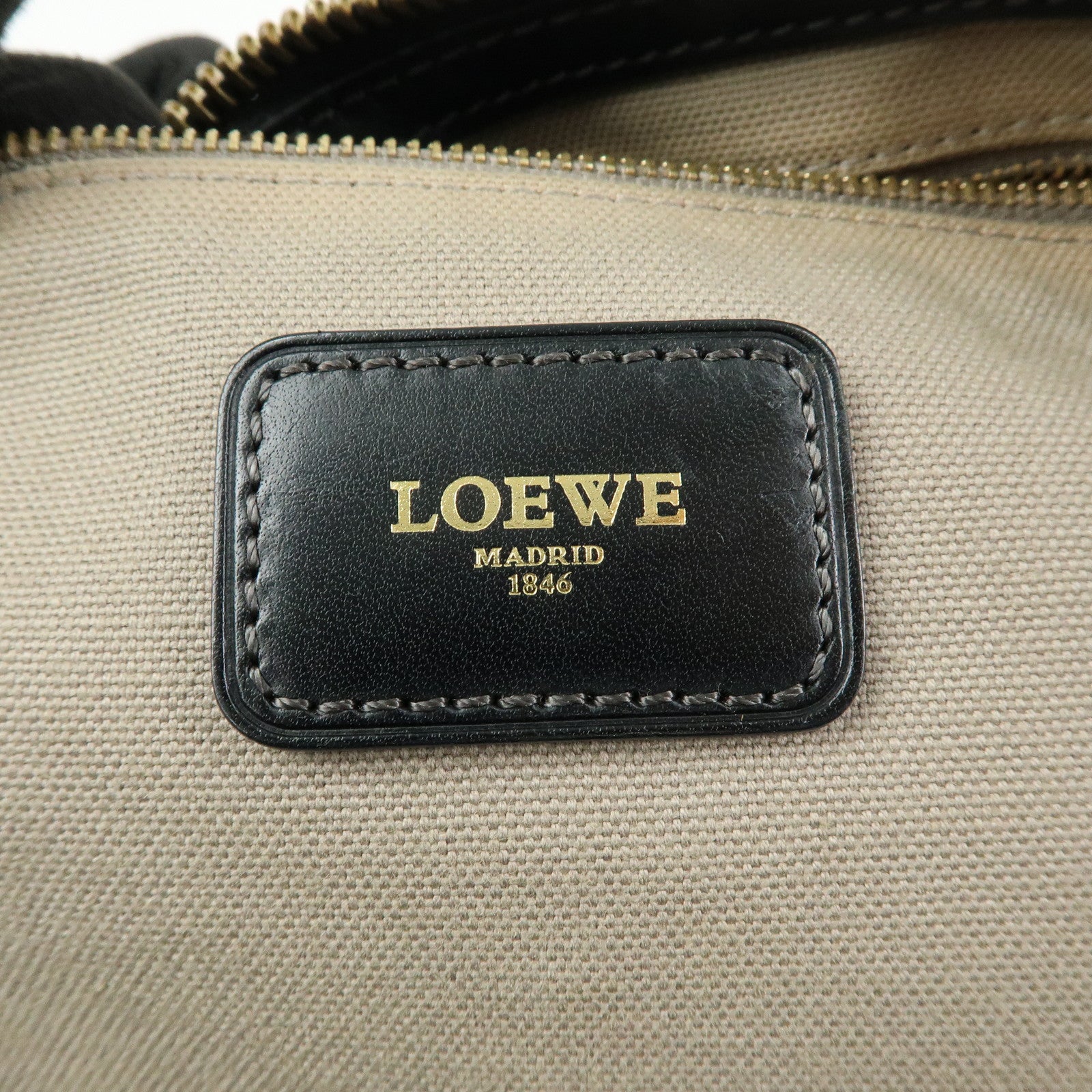 LOEWE Anagram PVC Canvas Leather Tote Bag Hand Bag Black