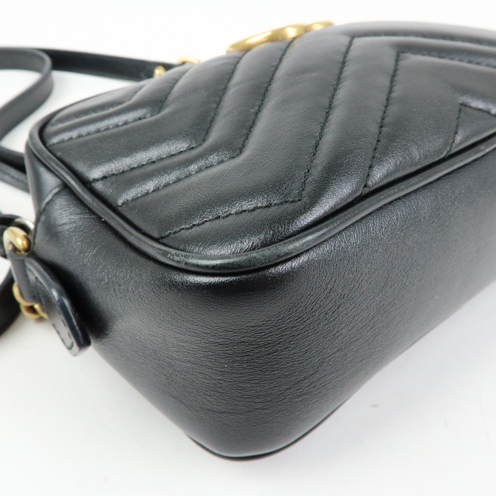 GUCCI GG Marmont Leather Shoulder Bag Crossbody Bag Black 448065