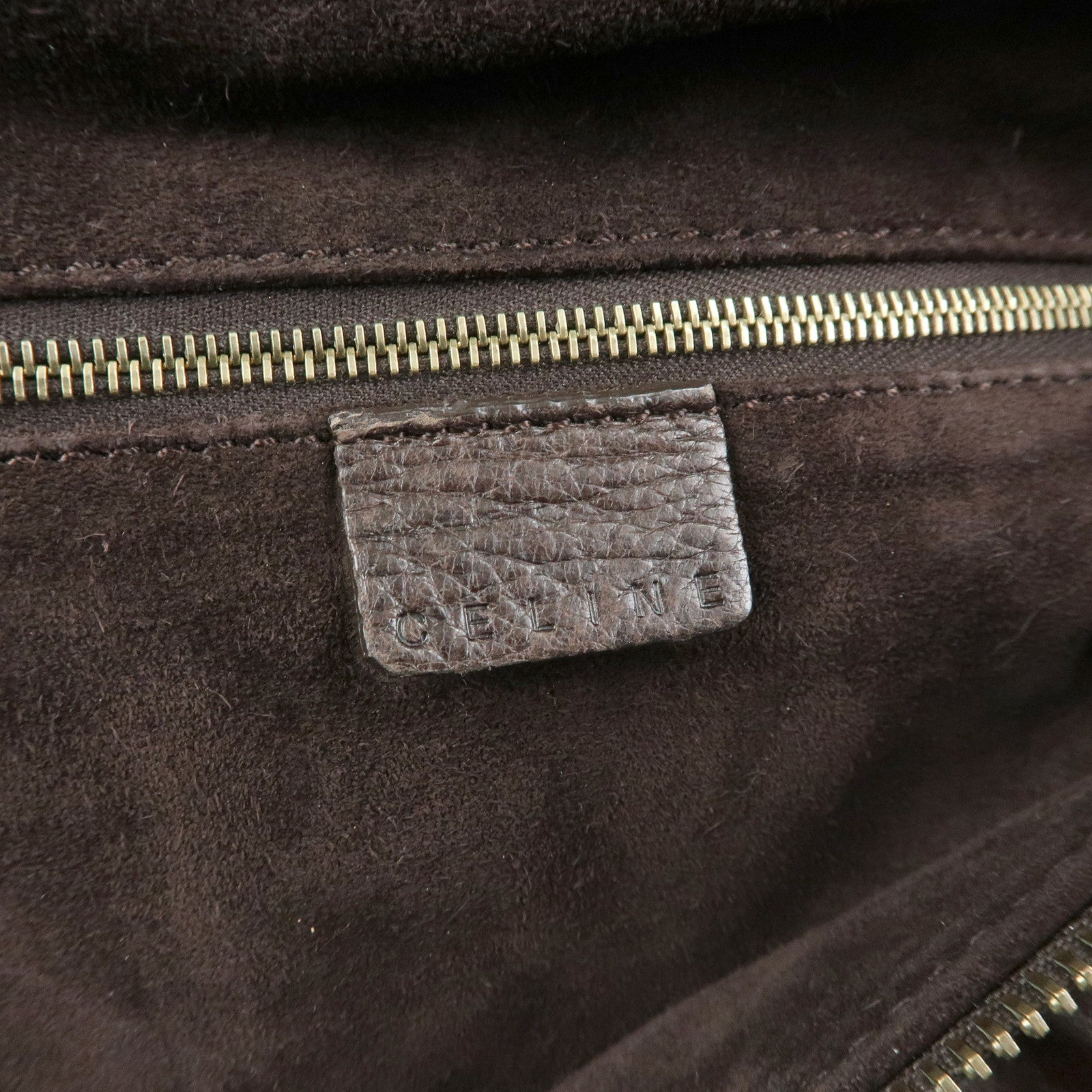 CELINE Side Ribbon Leather Shoulder Bag Hand Bag Brown