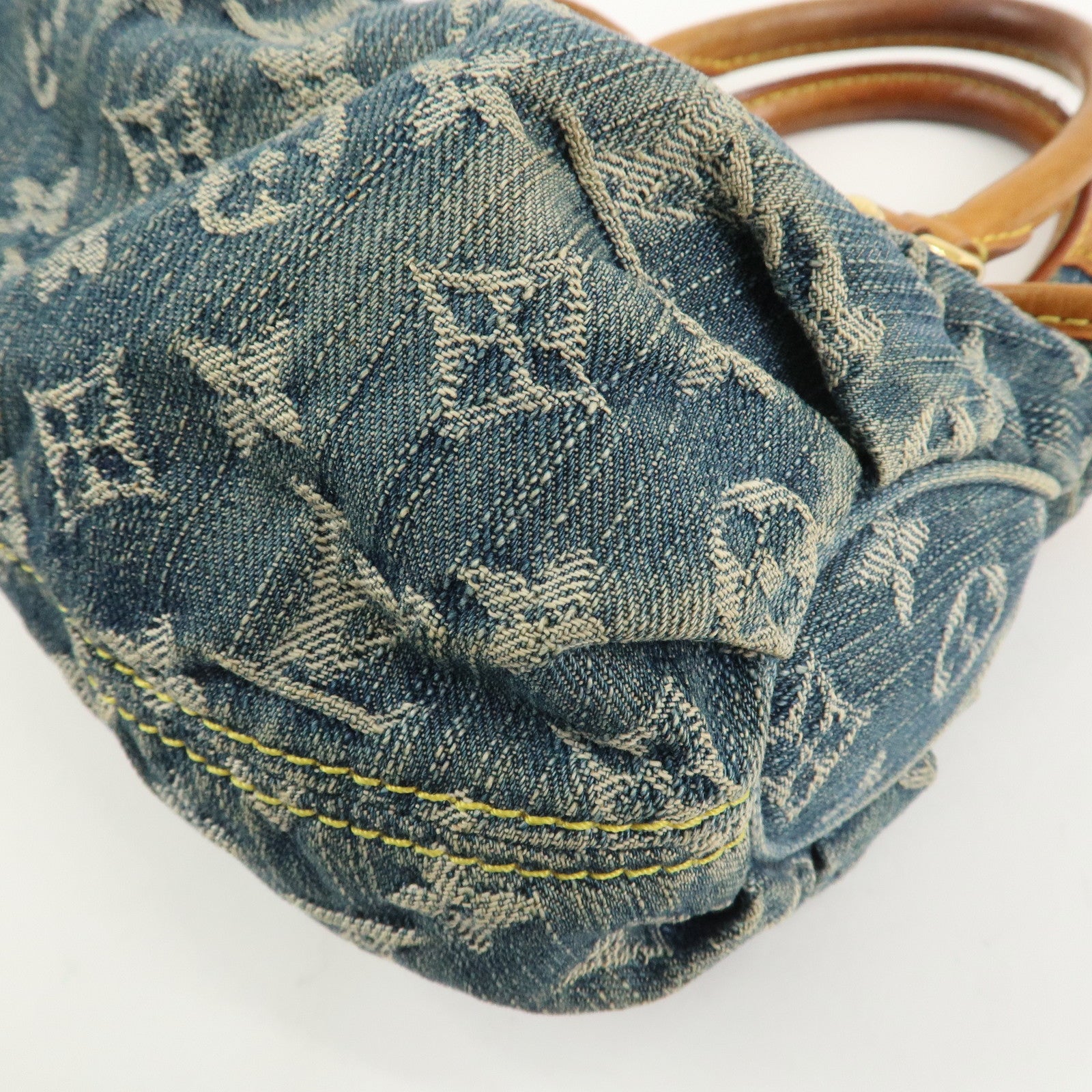 Louis Vuitton Monogram Denim Pleaty Hand Bag Blue M95020