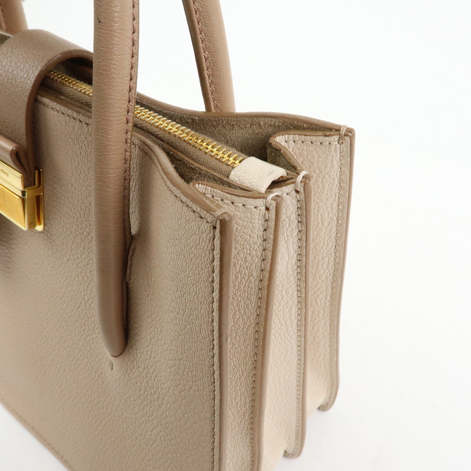 MIU MIU Madras Leather 2Way Bag Hand Bag Shoulder Bag Beige