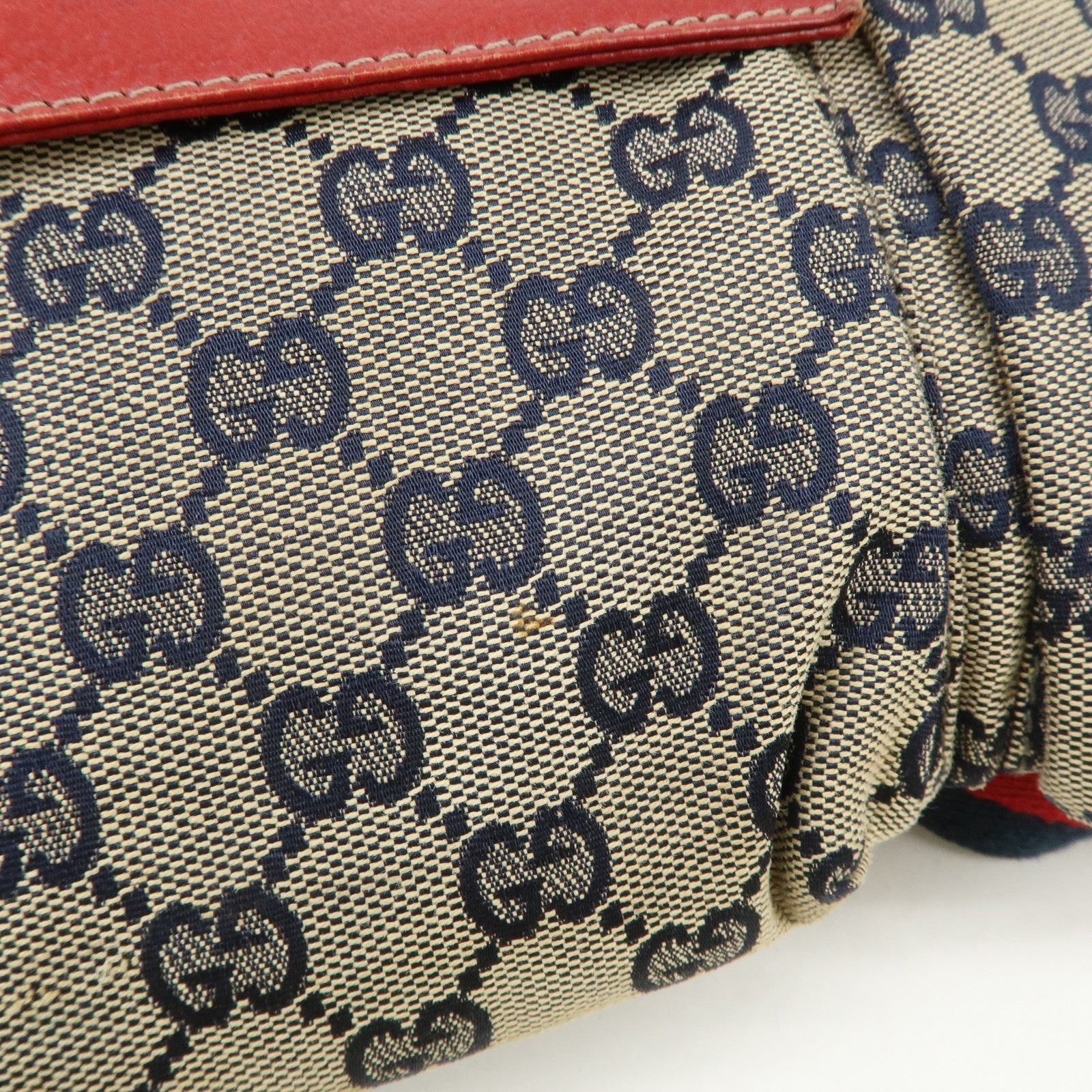 GUCCI Sherry GG Canvas Waist Bag Crossbody Bag Beige Red 28566