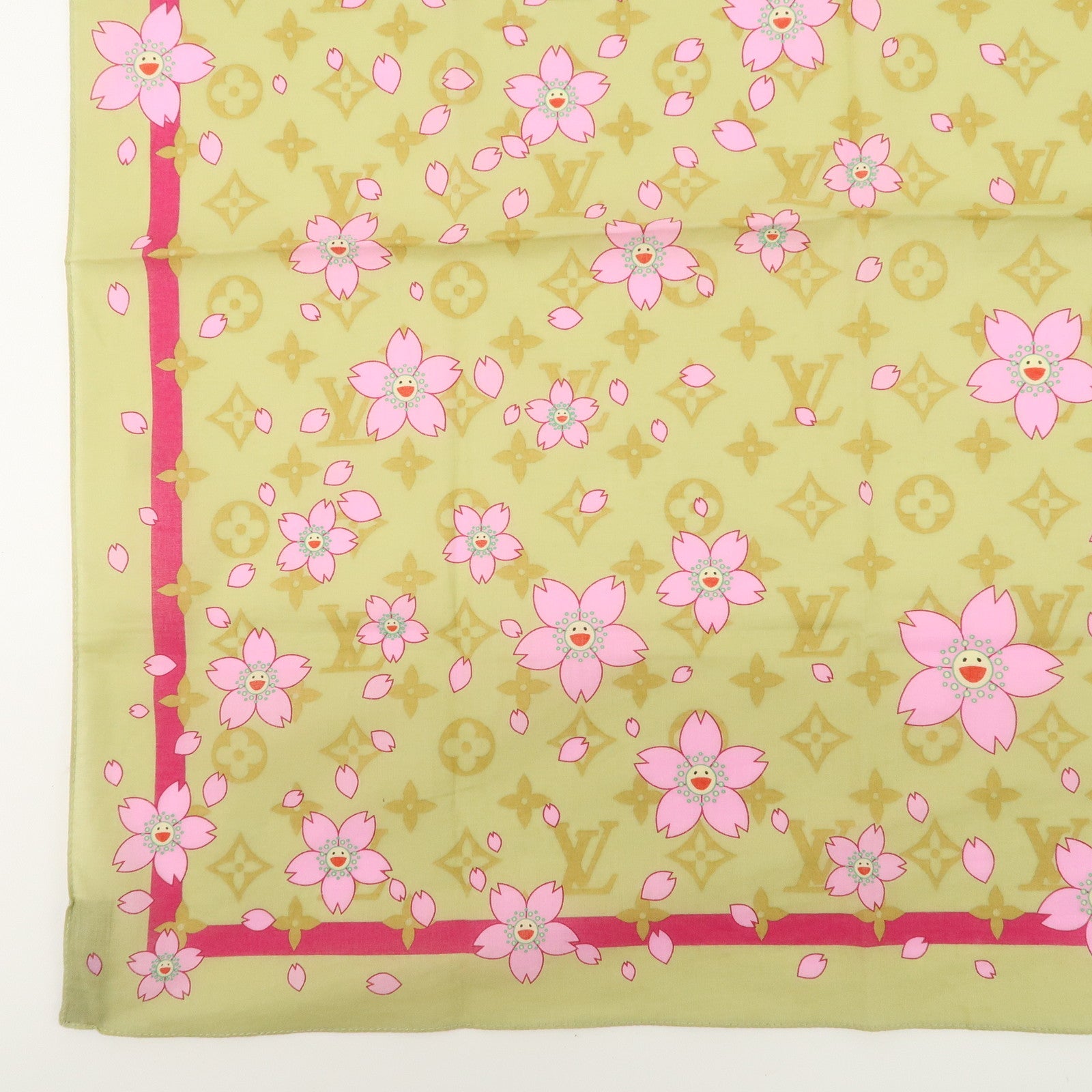 Louis Vuitton Monogram Cotton 100% Scarf Murakami M71921 Used