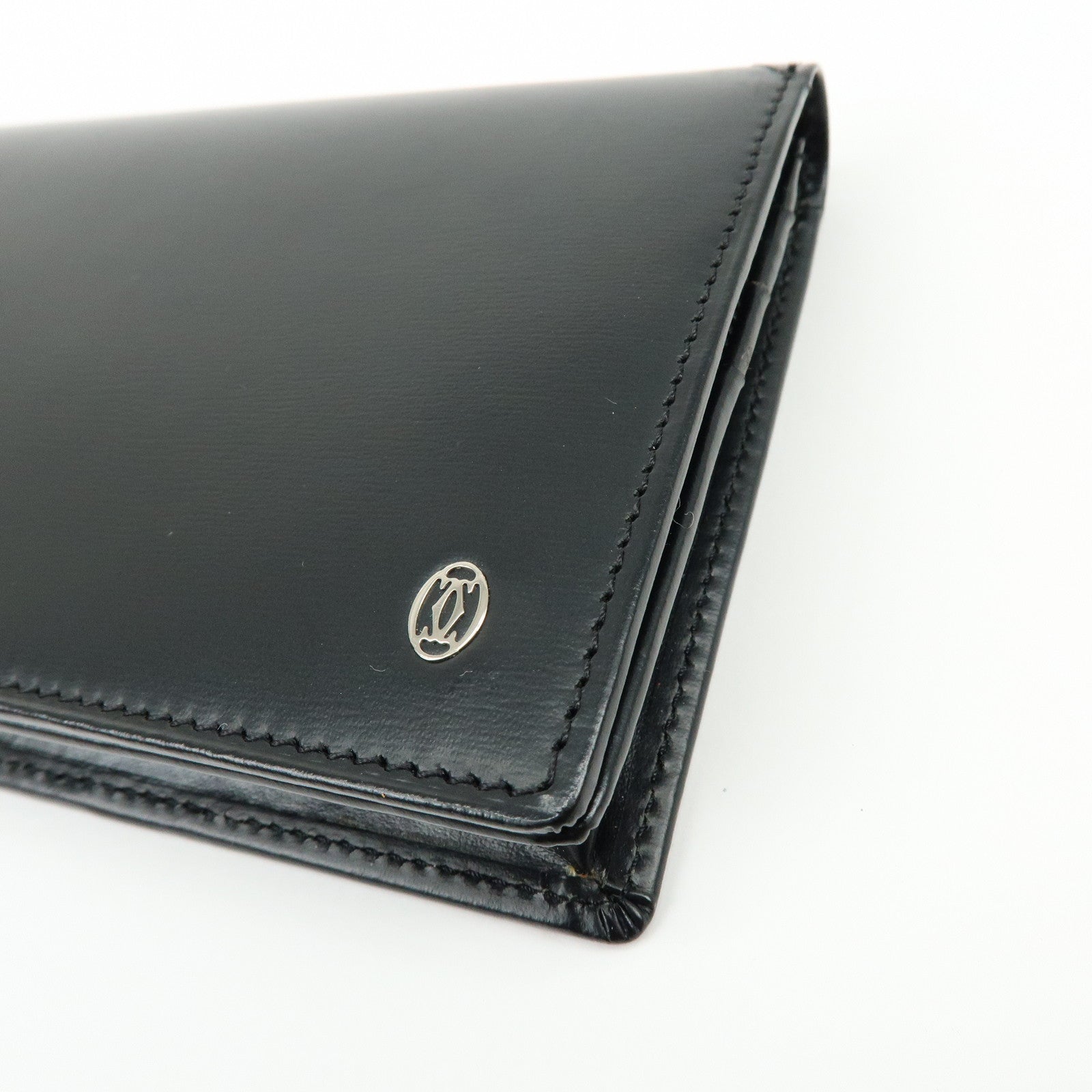 Cartier Pasha Leather Bi-fold Long Wallet Continental Wallet Black