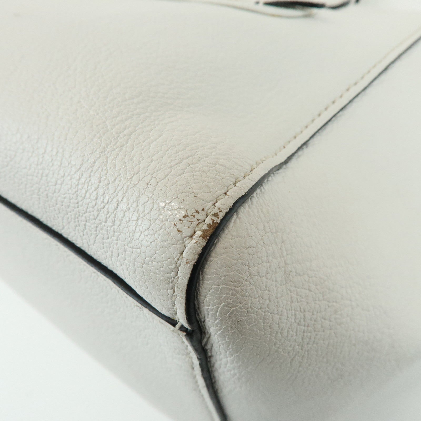 MIU MIU Madras Leather 2Way Bag Hand Bag Shoulder Bag White