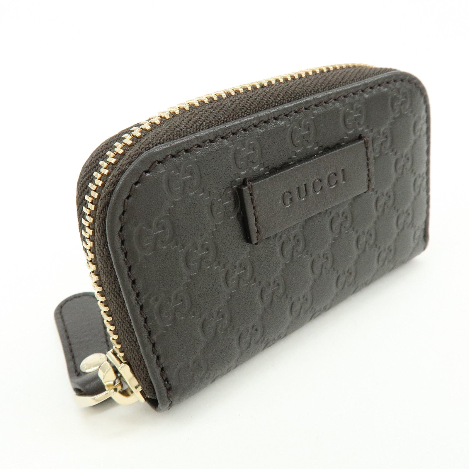 GUCCI Micro Guccissima Leather Coin Case Purse Dark Brown 449896