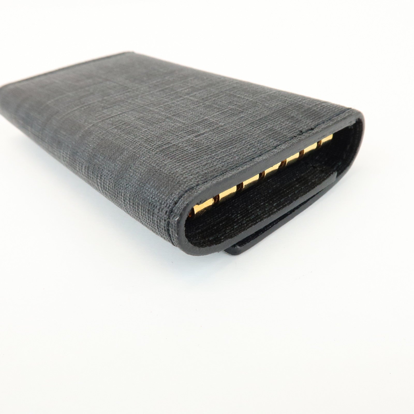 FENDI Zucca PVC Canvas 6 Rings Key Case Key Holder Black 8AP079