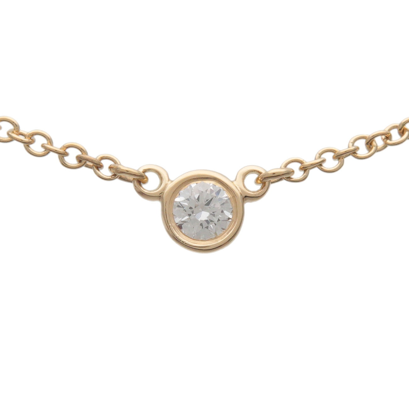 Tiffany & Co By The Yard 1P Diamond Necklace K18 750YG Yellow Gold