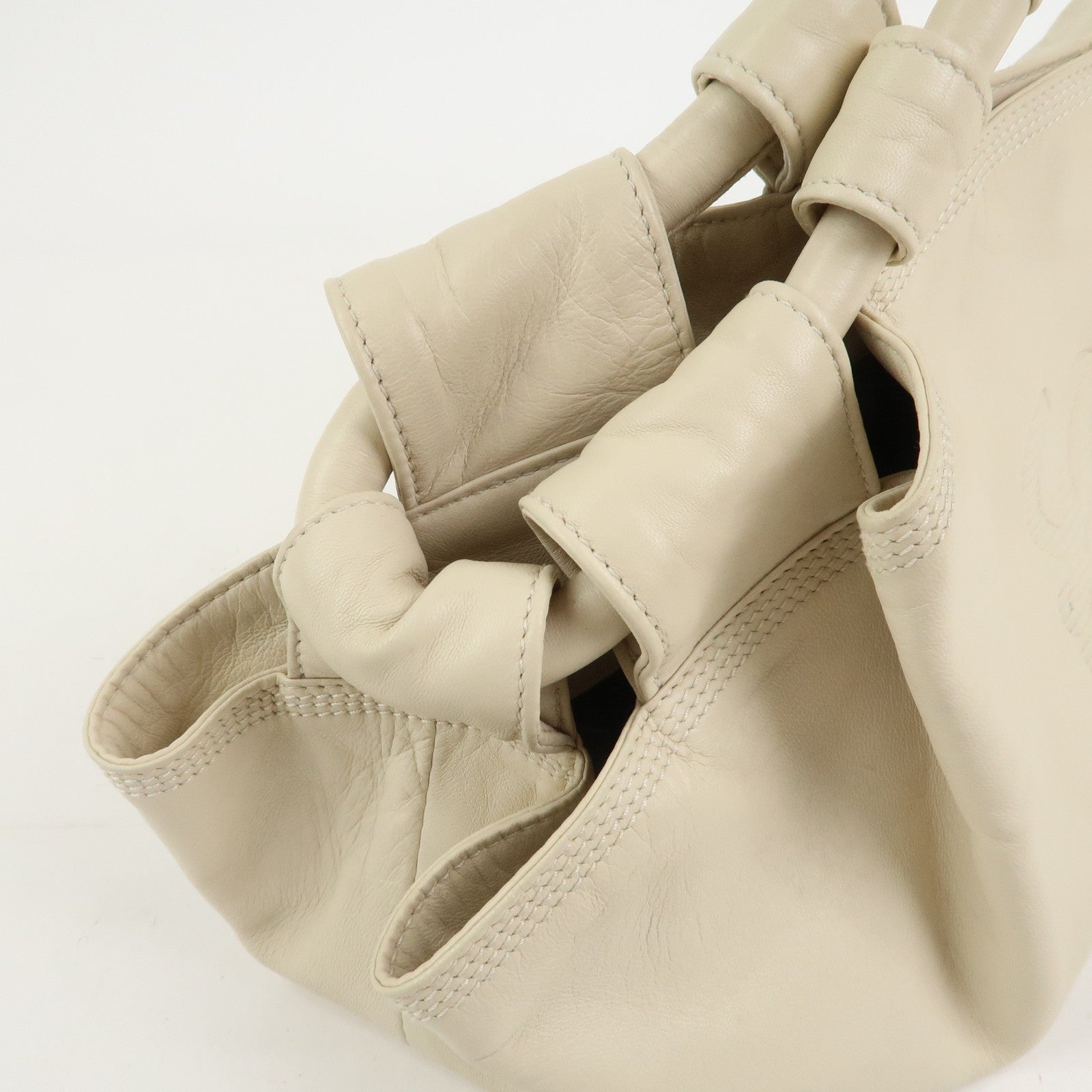 LOEWE Anagram Logo Nappa Aire Leather Hand Bag Ivory