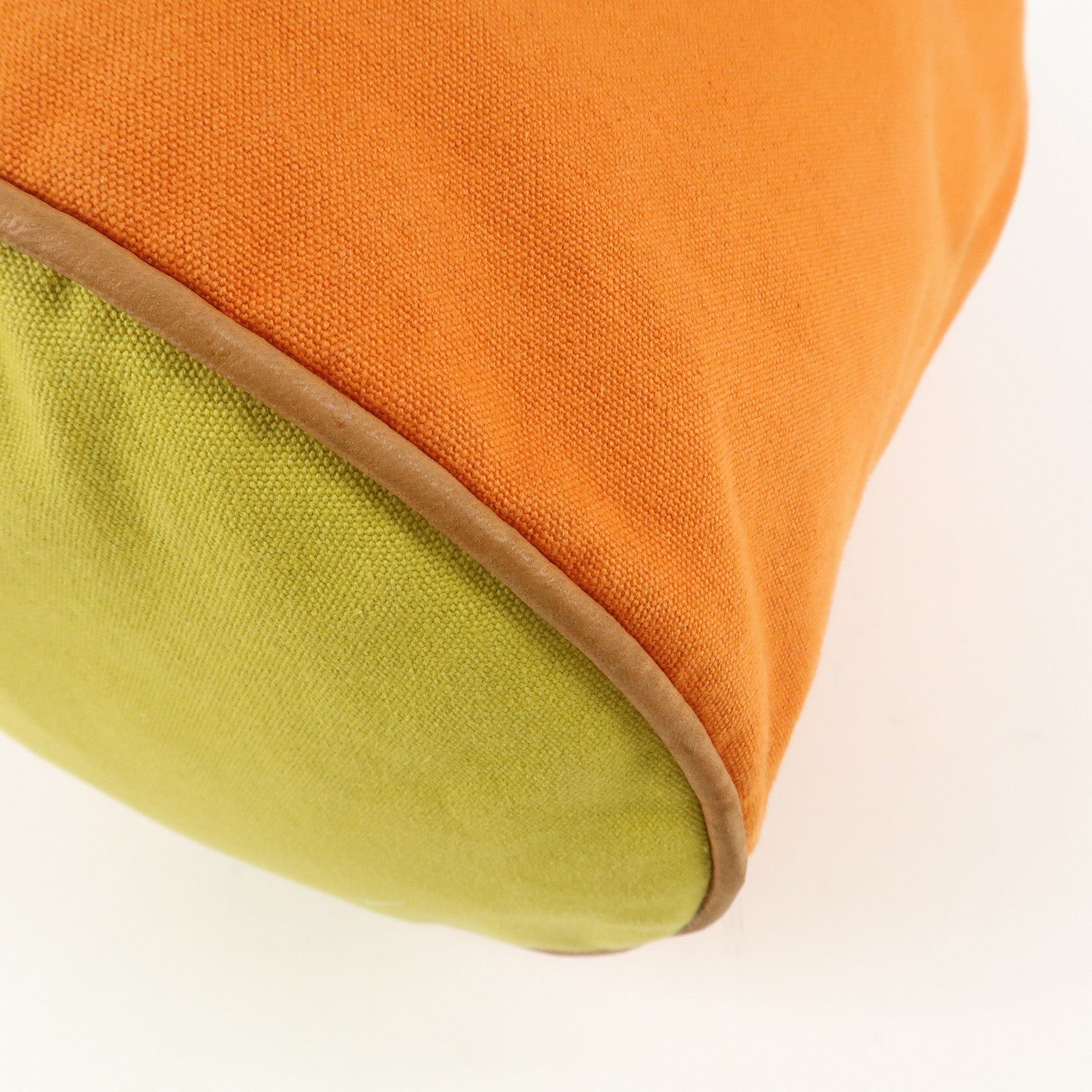 HERMES Leather Canvas Leather Porochon Mimil PM Shoulder Bag Orange Used