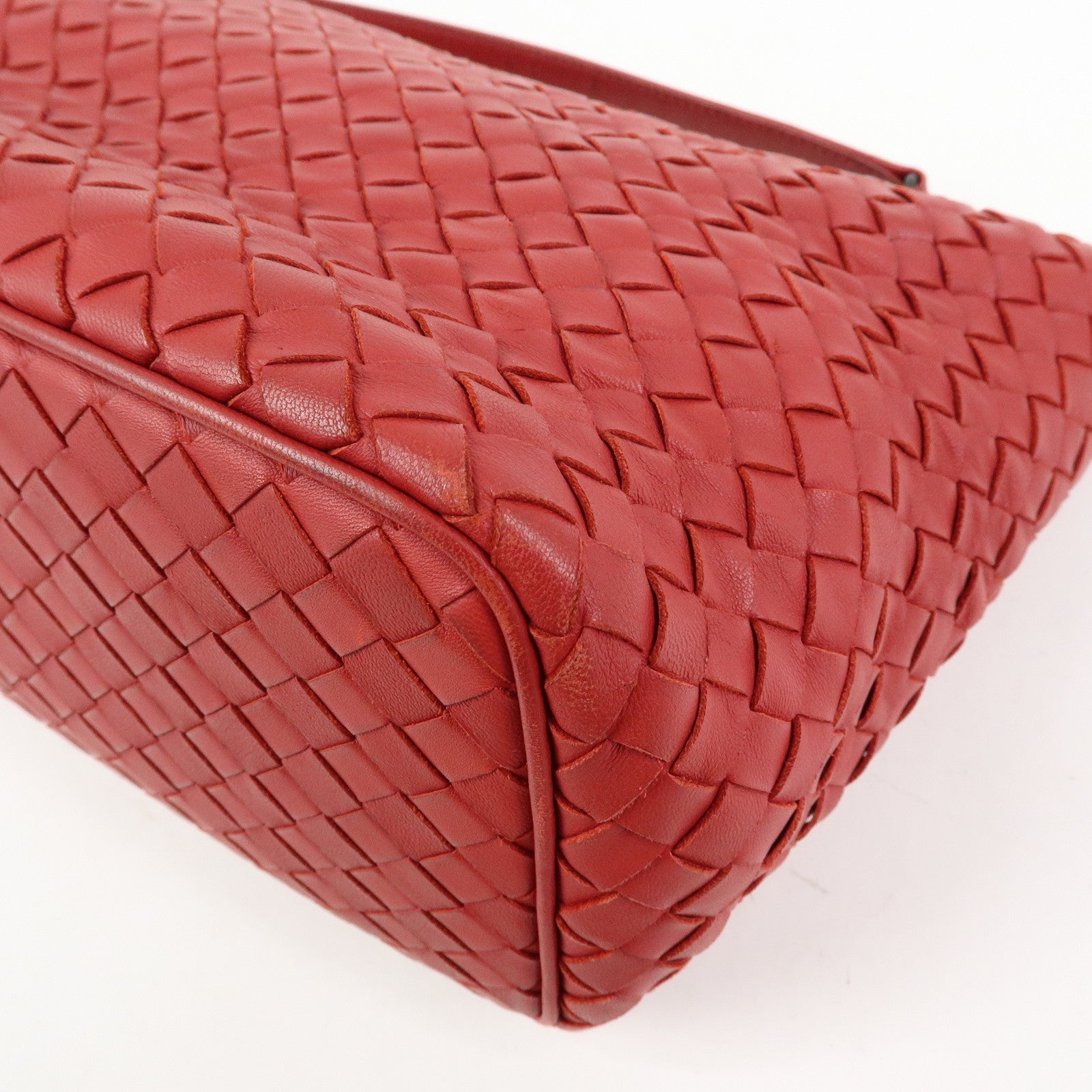 BOTTEGA VENETA Intrecciato Leather Hand Bag Shoulder Bag Red