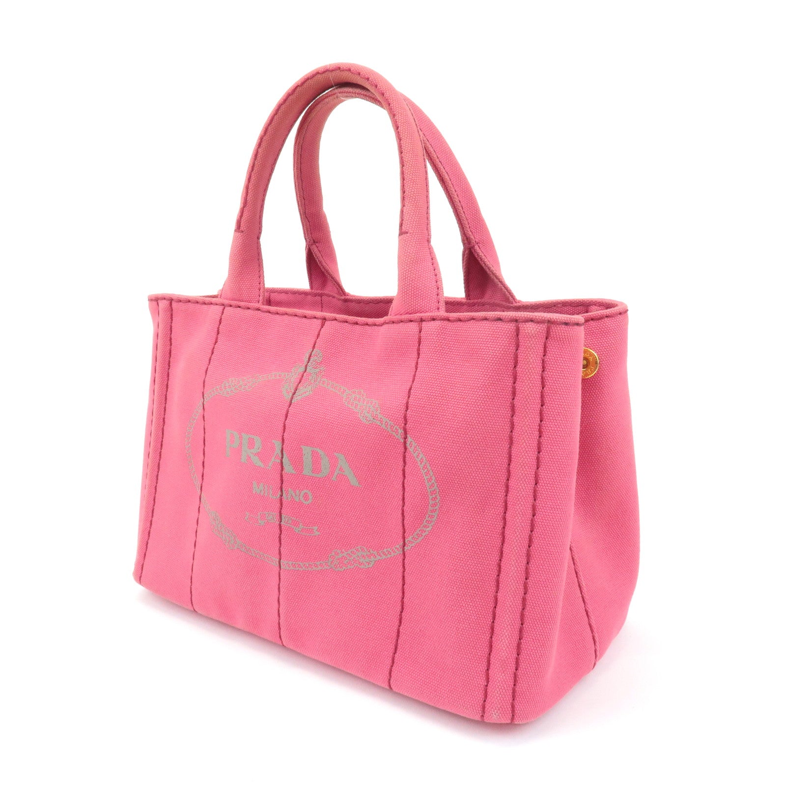 PRADA Canapa Mini Canvas 2Way Hand Bag Shoulder Bag Pink 1BG439 Used
