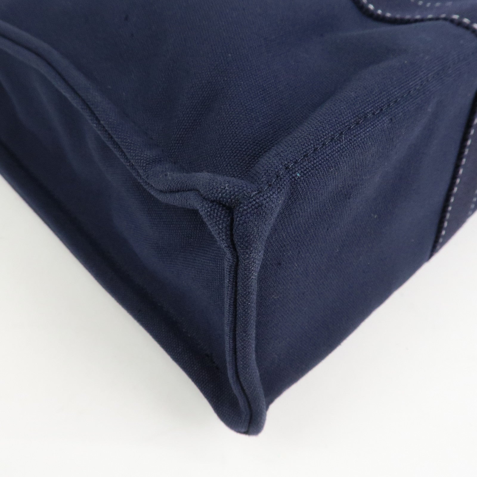 HERMES Deauville MM Cotton Tote Bag Hand Bag Navy