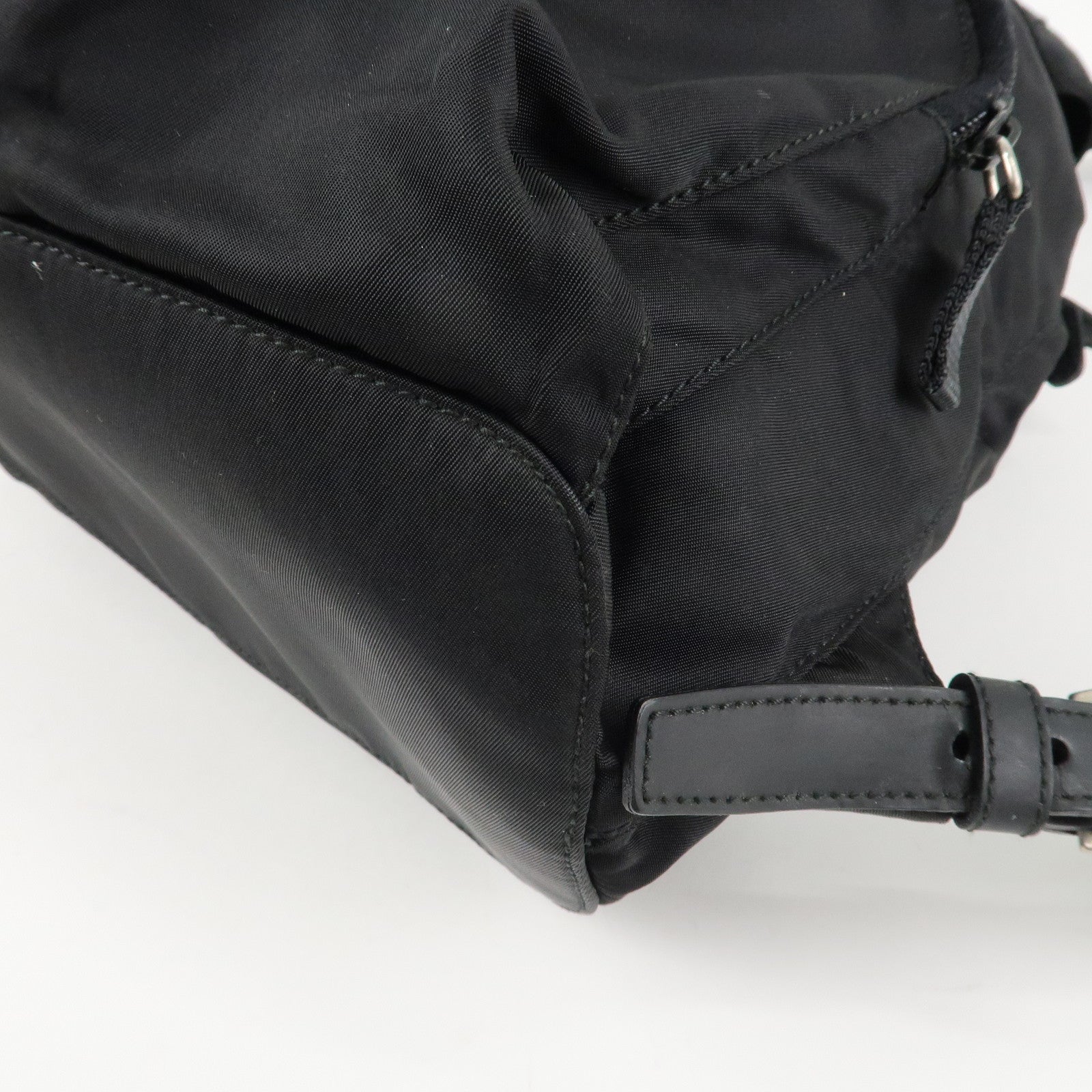 PRADA Triangle Logo Nylon Leather Backpack Ruck Sack Black 1BZ005 Used