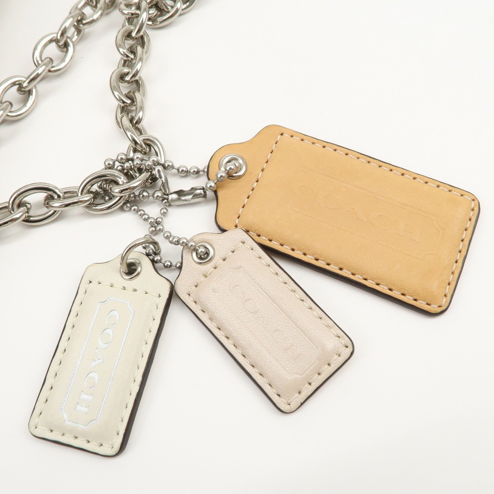 COACH Leather Chain Shoulder Bag Hand Bag Ivory