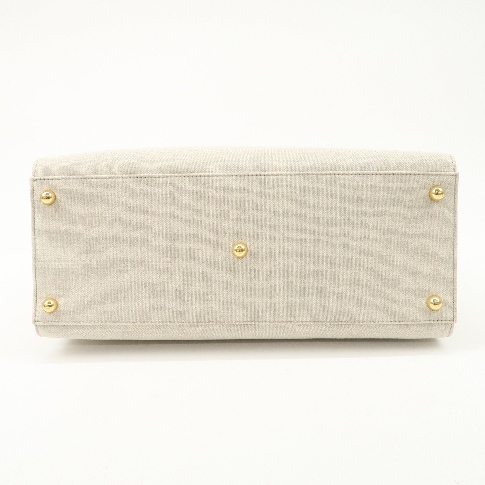 FENDI Leather Canvas Sunshine Medium Tote Bag Natural 8BH386