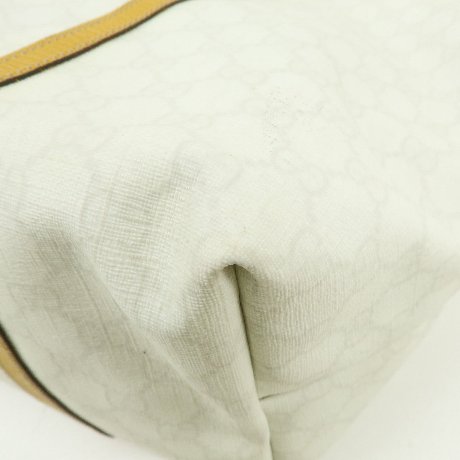 GUCCI GG Supreme Leather Tote Bag Hand Bag White Yellow 197954