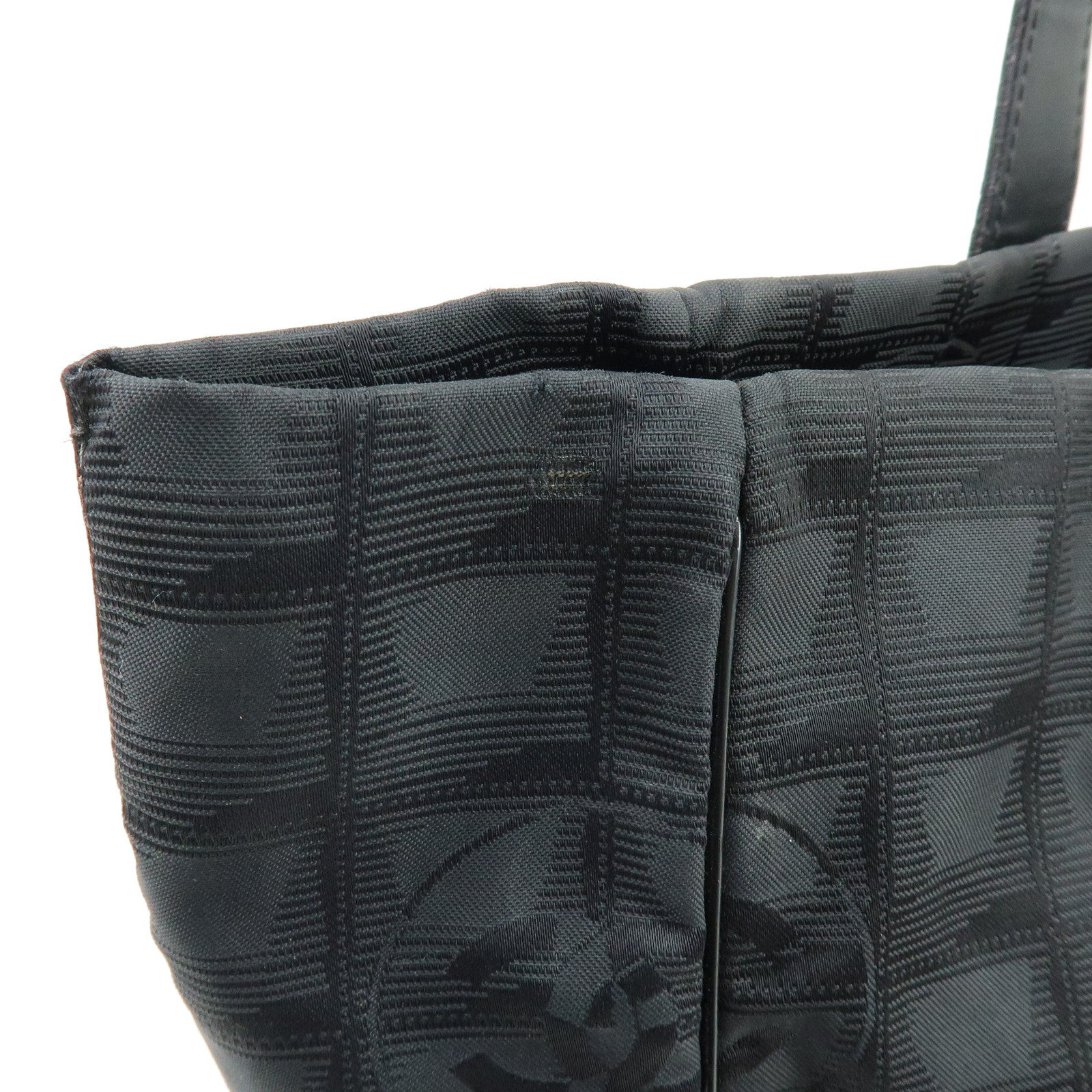 CHANEL New Travel Line Nylon Jacquard Leather Tote Bag A15991