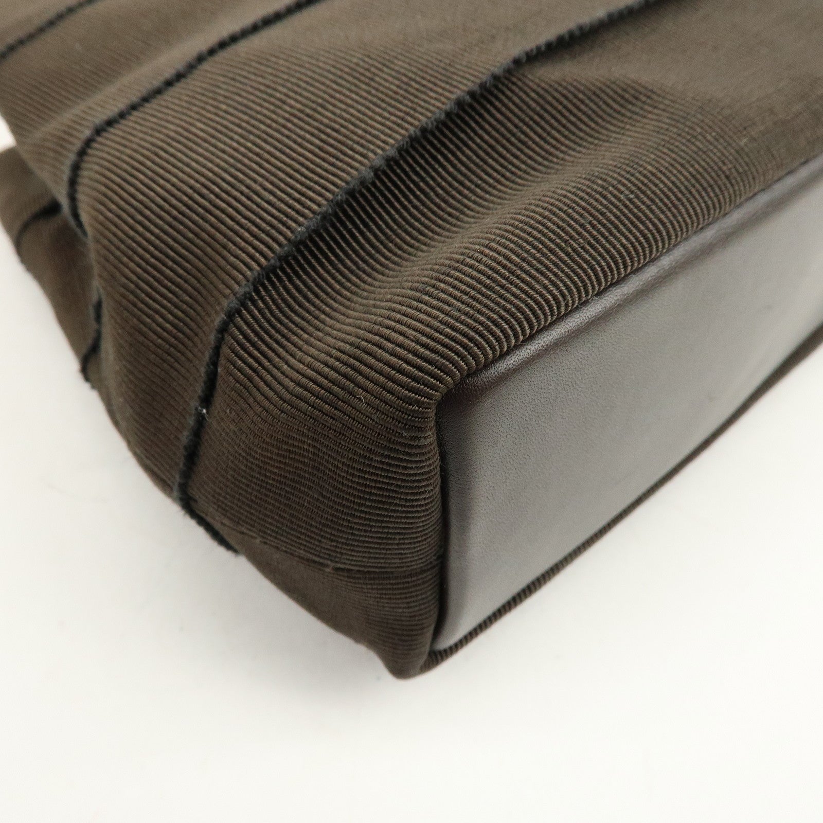 Ferragamo Canvas Leather Hand Bag Brown