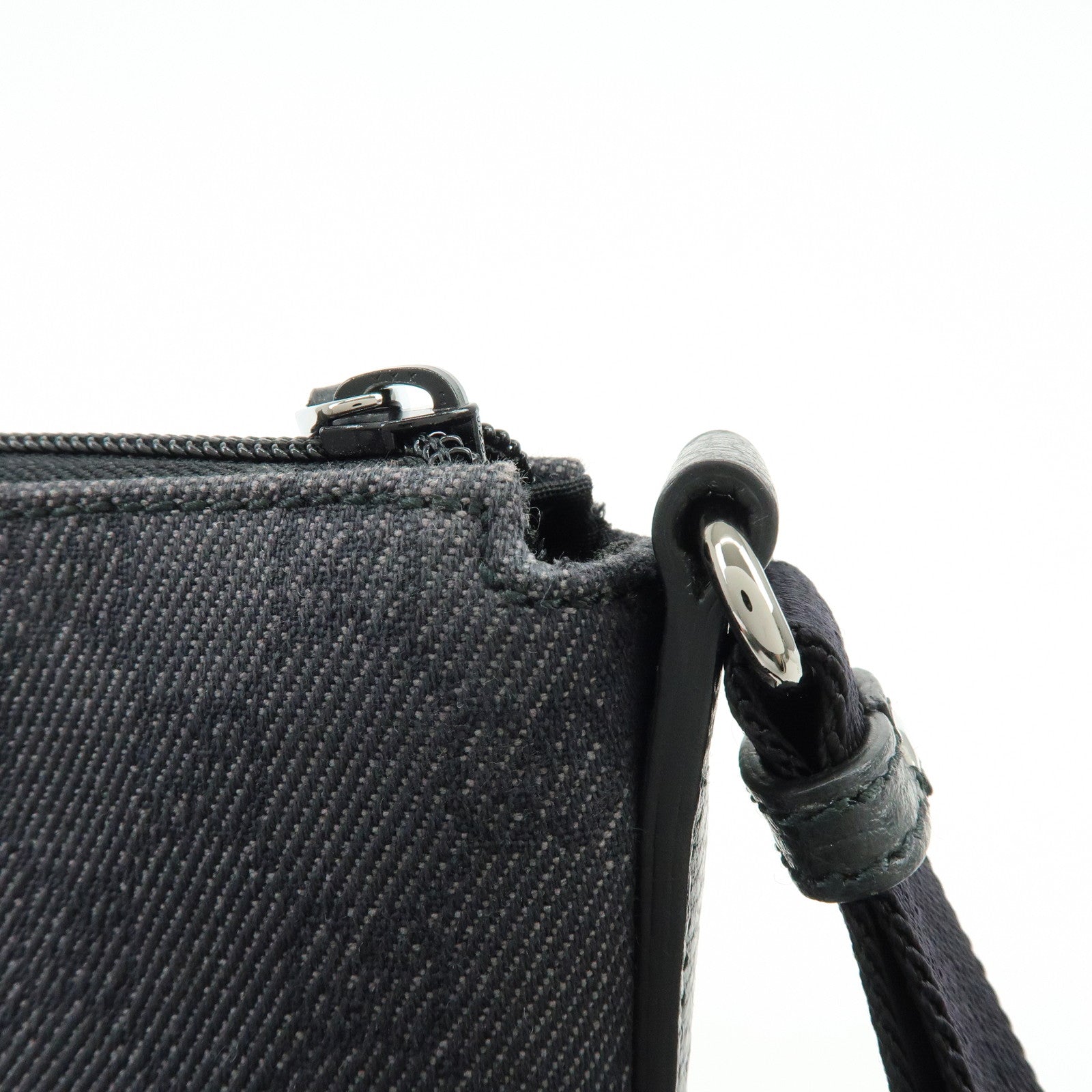 GUCCI GG Denim Leather Shoulder Bag Crossbody Bag Black 509635