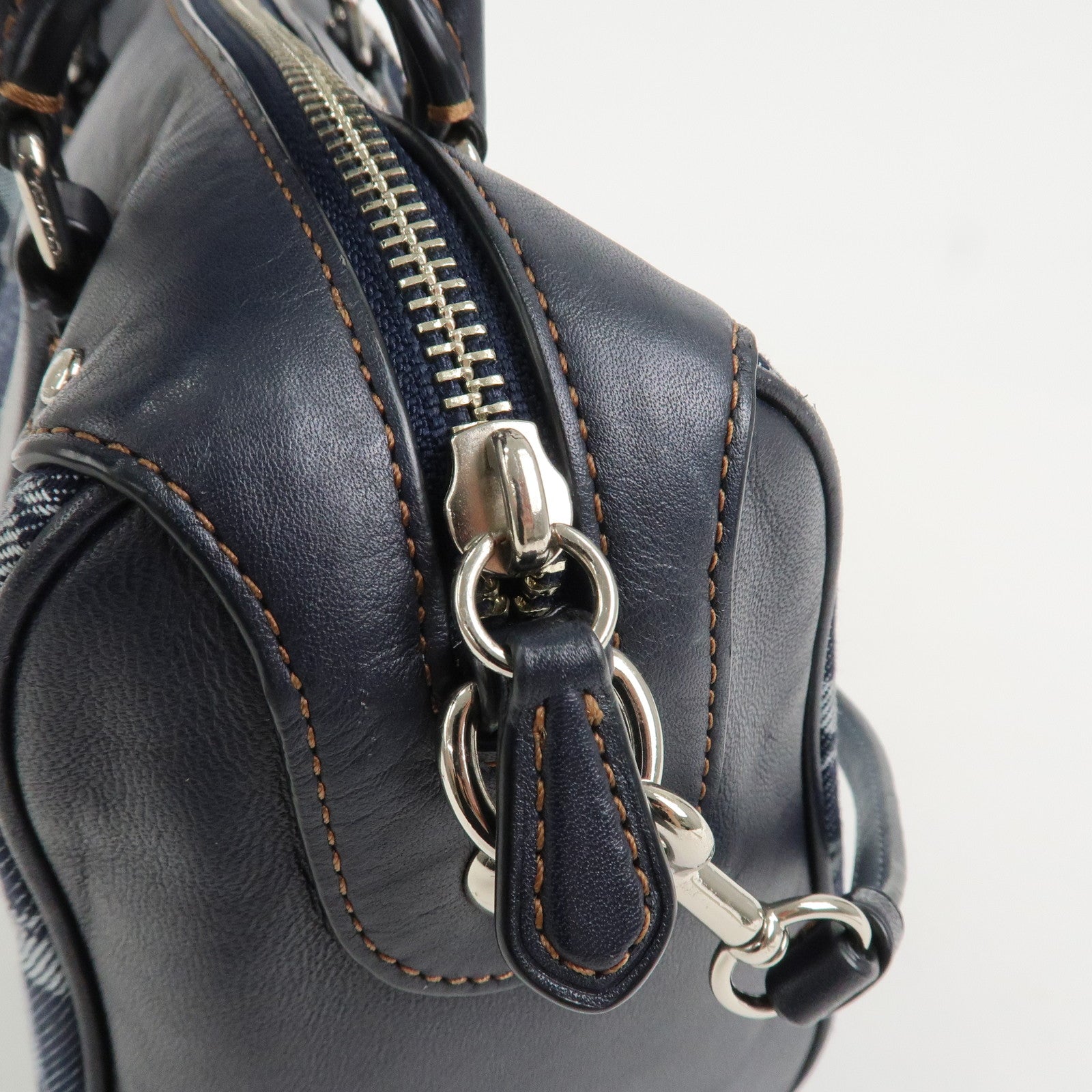 COACH Signature Denim Leather 2Way Bag Shoulder Bag Hand Bag