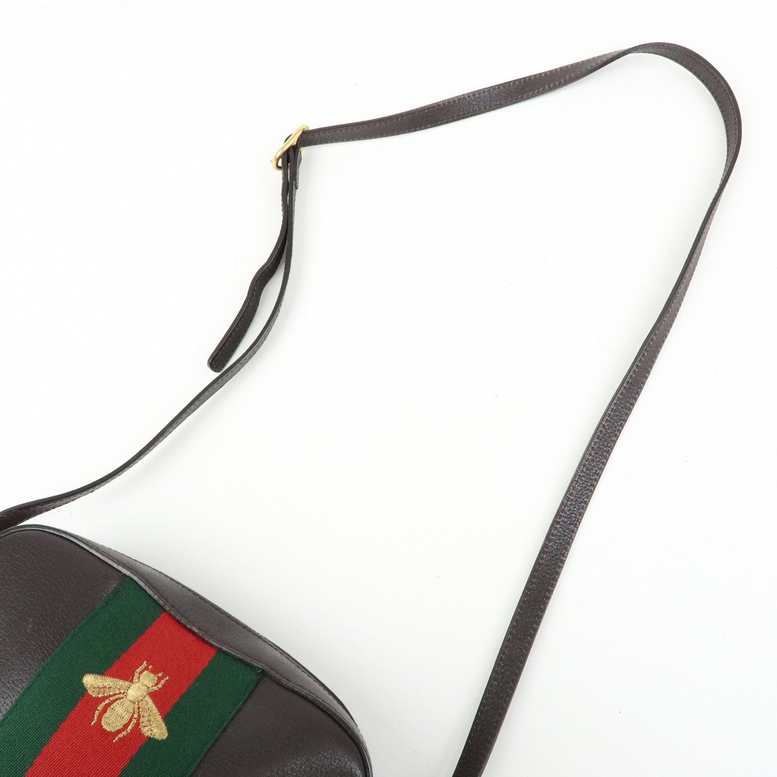 GUCCI Sherry Leather Shoulder Bag Crossbody Bag Brown 412008