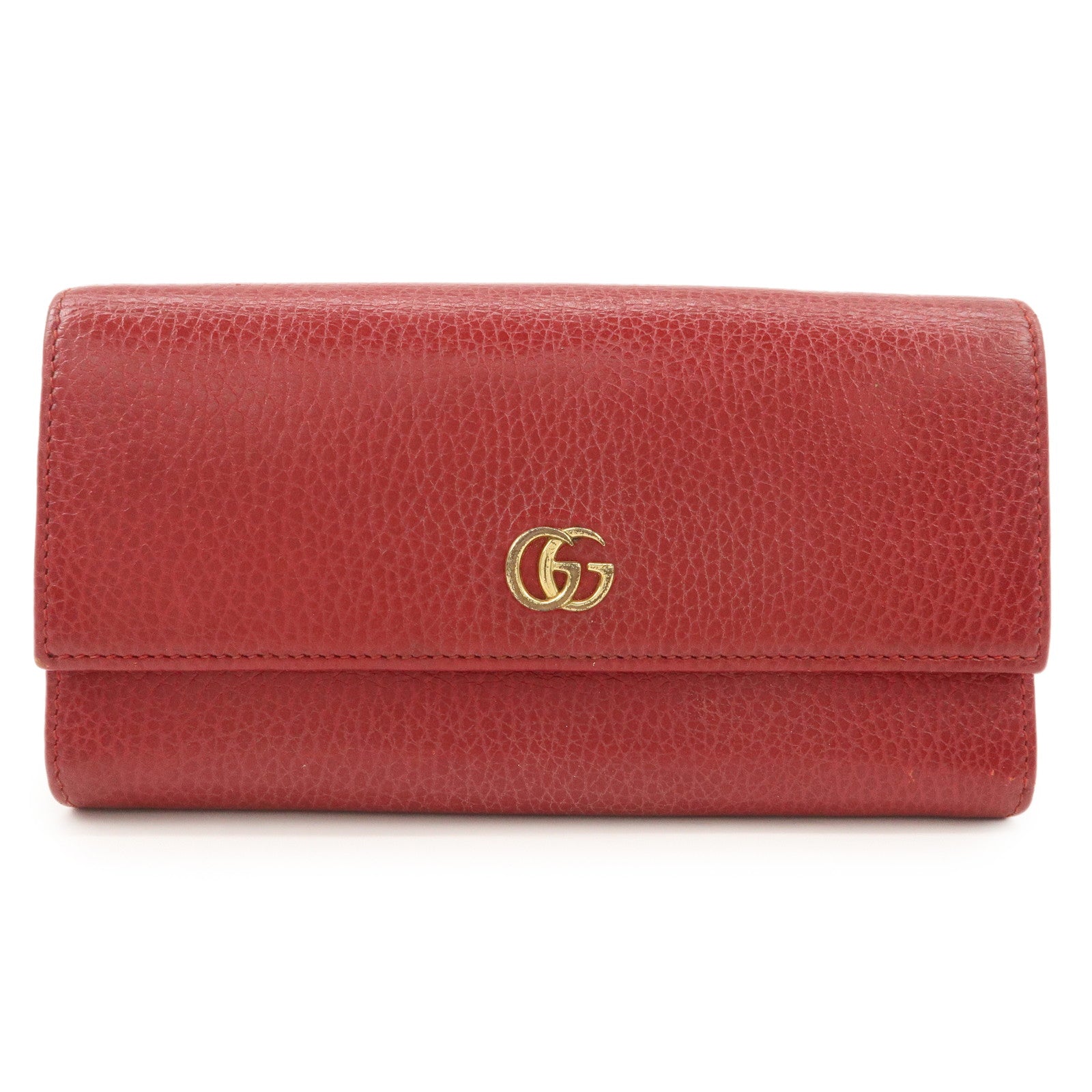 GUCCI GG Marmont Leather Continental Long Wallet Red 456116 Used