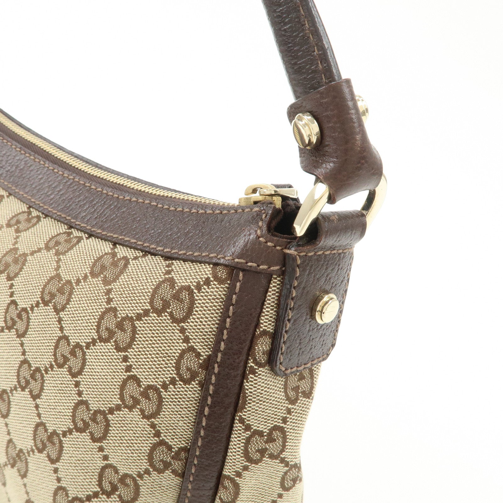 GUCCI GG Canvas Shoulder Bag Hand Bag Beige Brown 146244