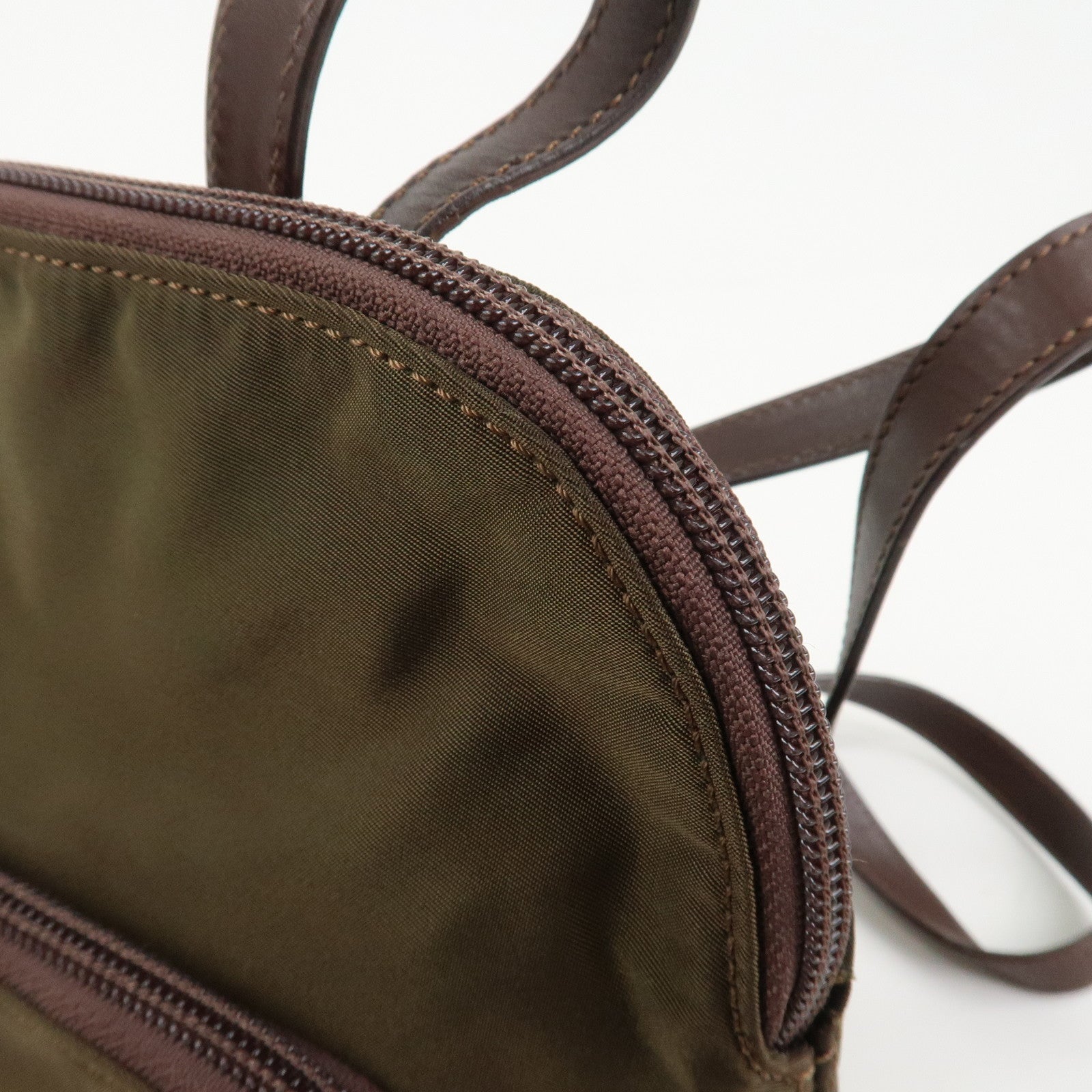 CELINE Logo Nylon Leather Backpack Ruck Sack Brown
