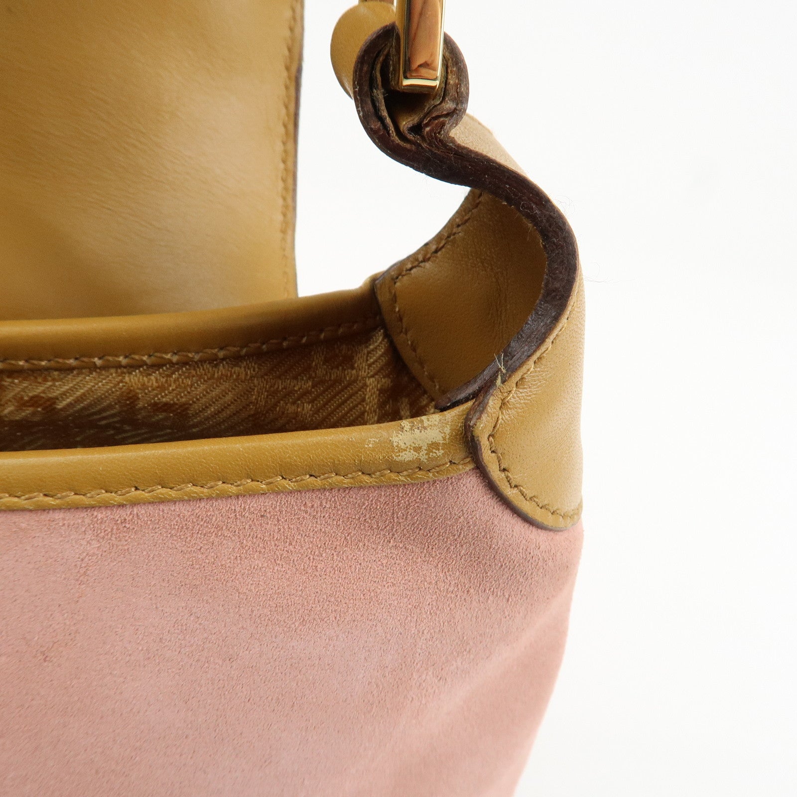 GUCCI Bamboo Suede Leather Shoulder Bag Hand Bag Pink 001.4096