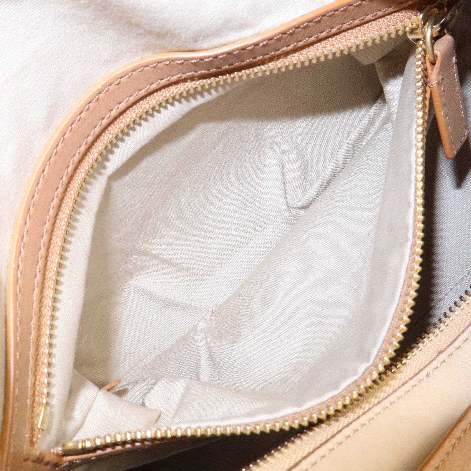 CELINE Leather 2Way Boston Bag Shoulder Bag Beige Brown Used