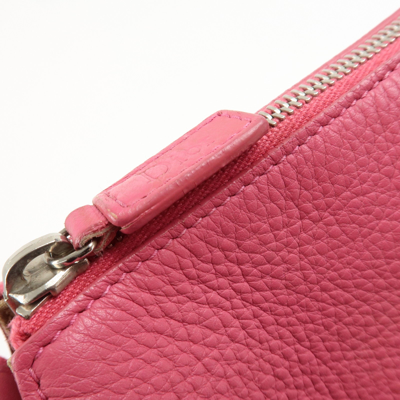 Christian Dior Trotter Canvas Leather Shoulder Bag Beige Pink