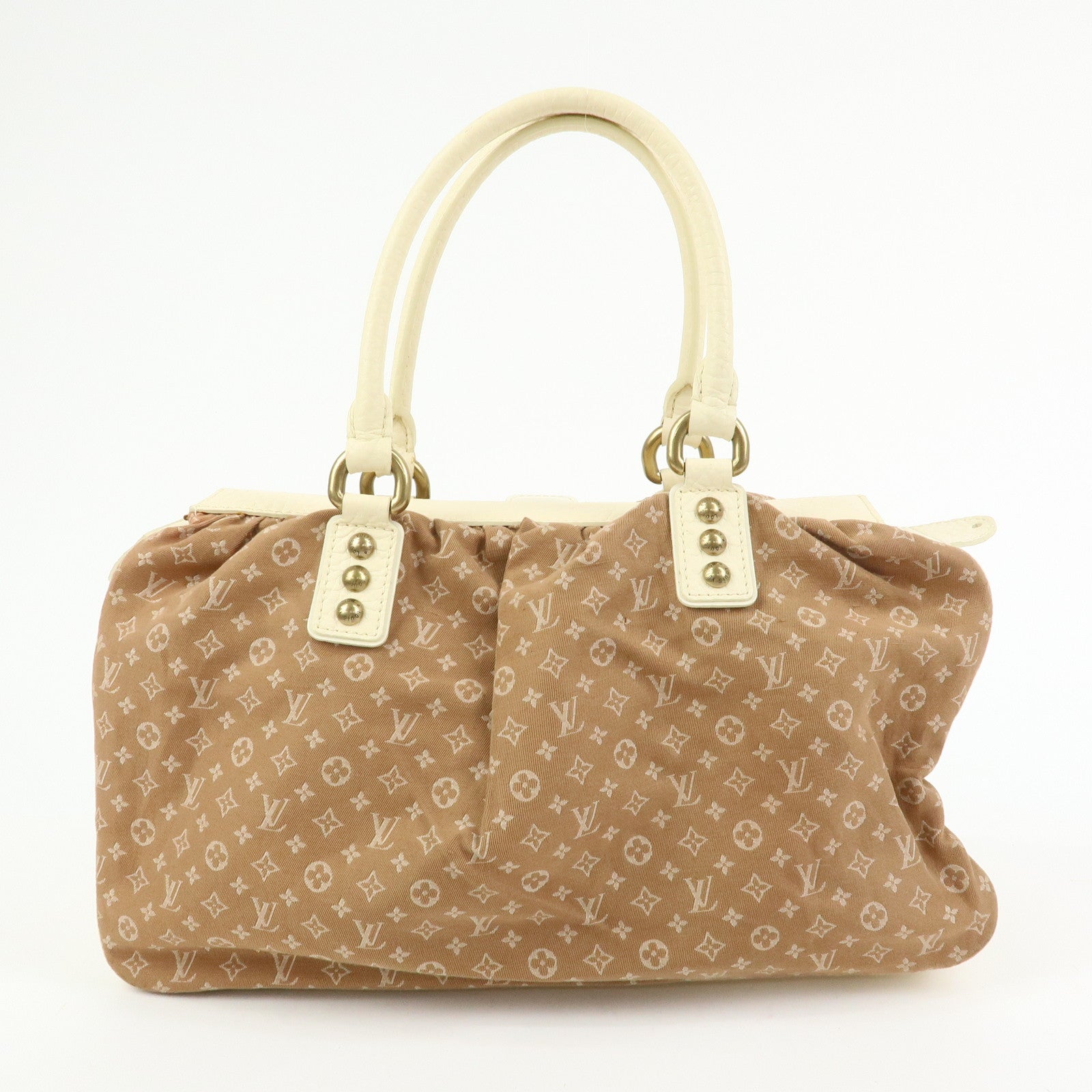 Louis Vuitton Monogram Mini Lin Trapes GM Hand Bag Camel M40060