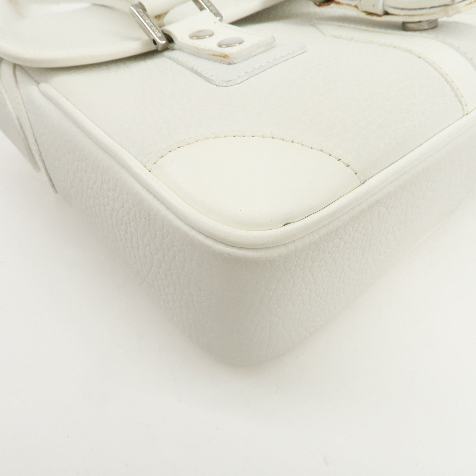 BURBERRY Leather Shoulder Bag Hand Bag White
