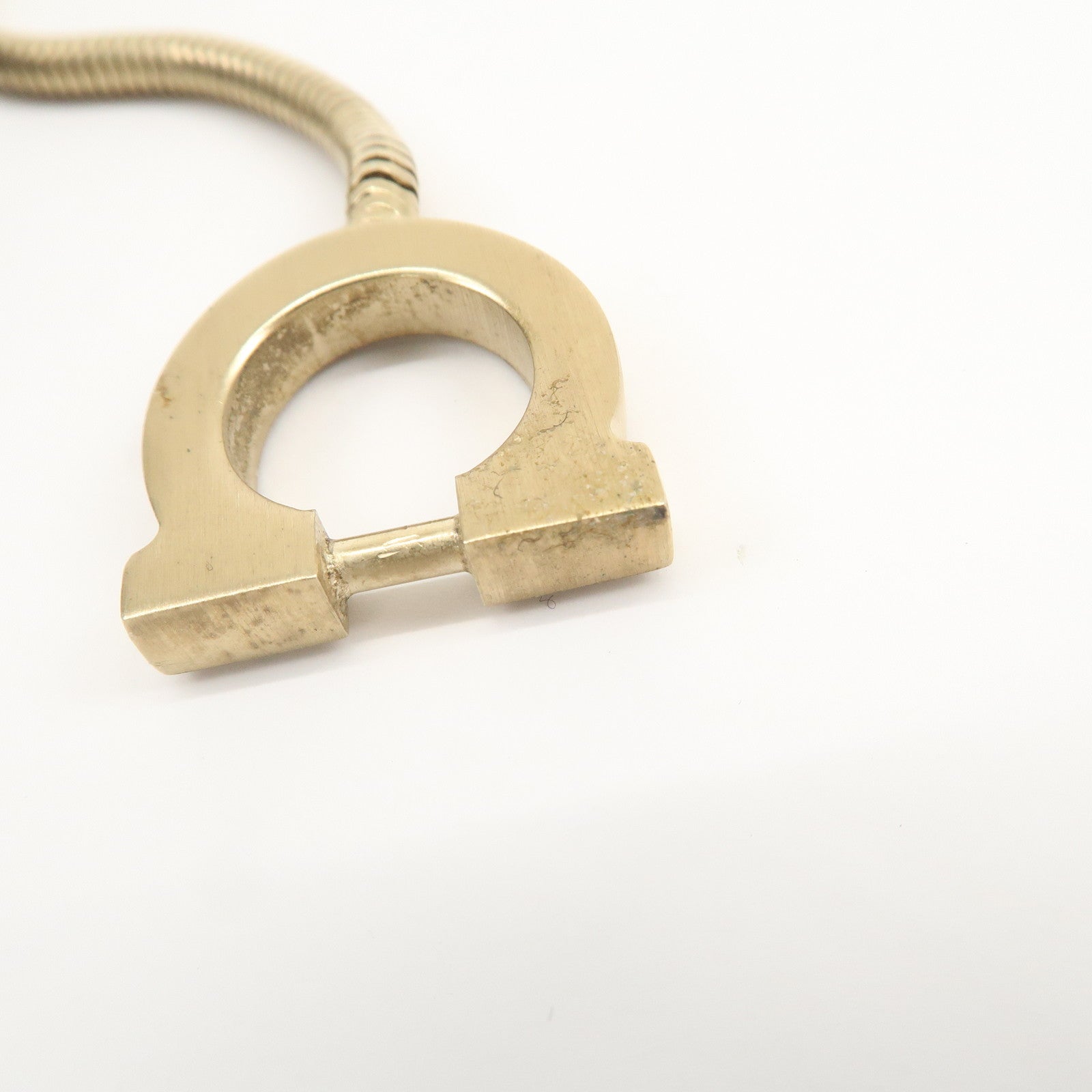 Ferragamo Gancini Logo Metal Rhinestone Necklace Choker Gold