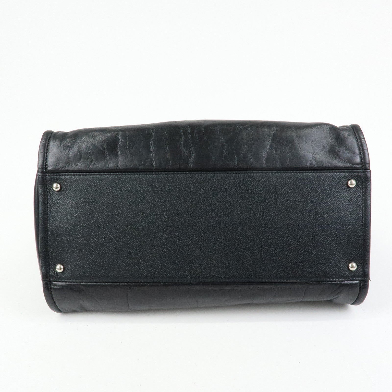 CHANEL Deauville GM Caviarskin Leather 2Way Tote Bag Black A66941