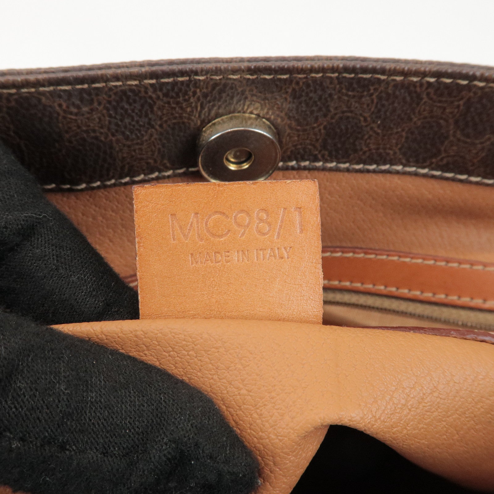 CELINE Macadam PVC Coated Canvas Leather Tote Bag Hand Bag Brown