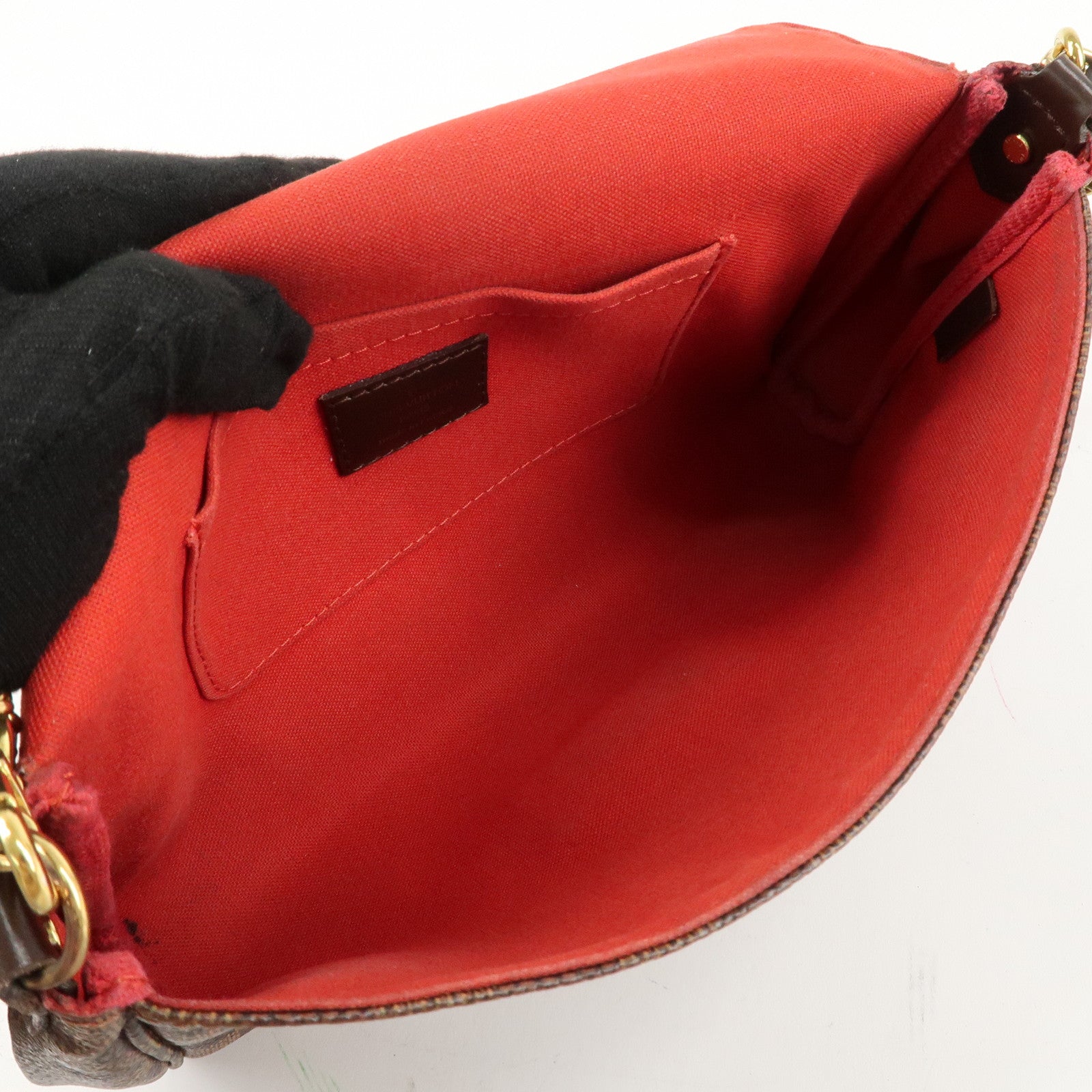 Louis Vuitton Damier Favorite MM Canvas Leather Shoulder Bag FL4126 Used