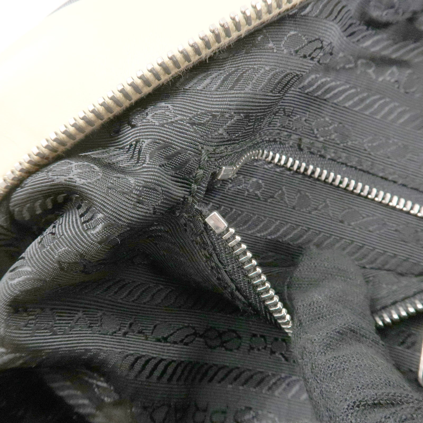 PRADA Leather Bowling Bag Boston Bag Ivory Silver Hardware BL0049 Used