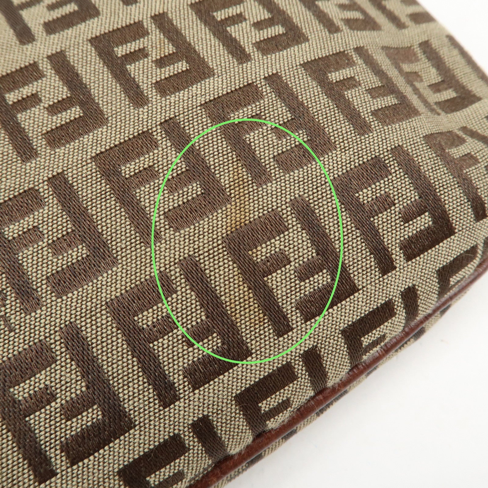 FENDI Zucchino Canvas Leather Shoulder Bag Crossbody Bag 8BT075