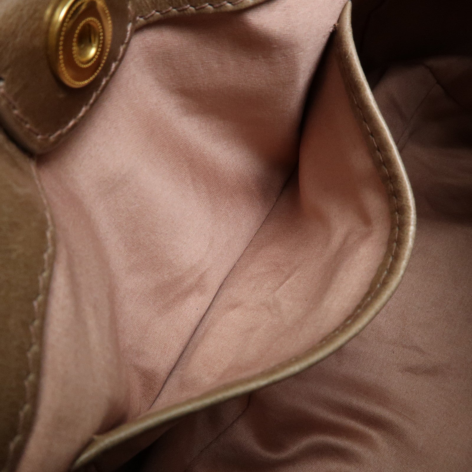 MIU MIU Logo Leather 2Way Bag Hand Bag Shoulder Bag Beige RN0647