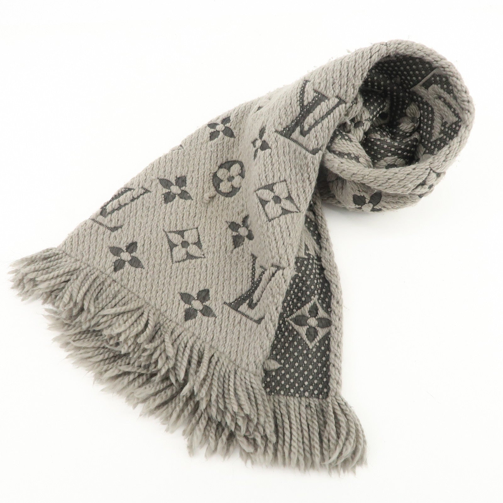 Louis Vuitton Monogram Escharp Logomania Scarf Gris Perle M74742